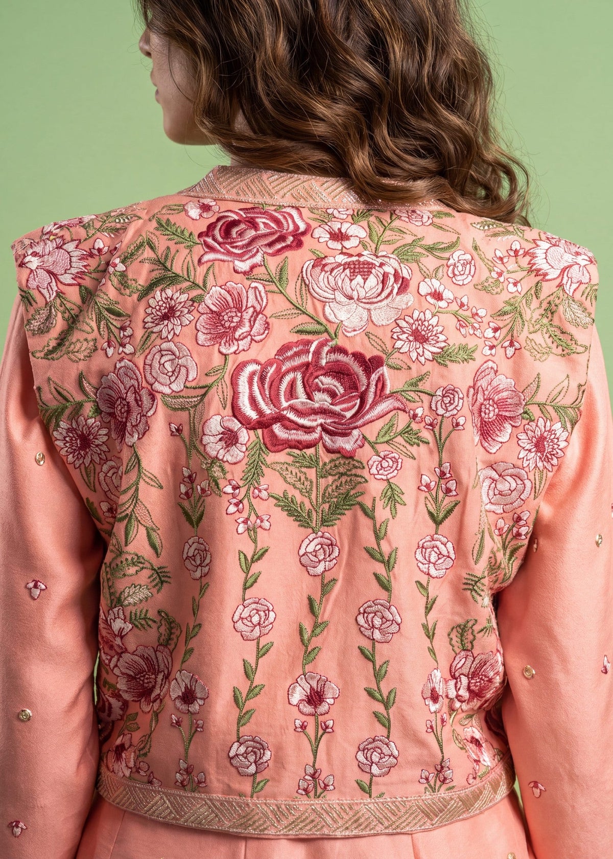 Peach Pink Dhanak 3 Piece Suit Online in Sri Lanka India Australia