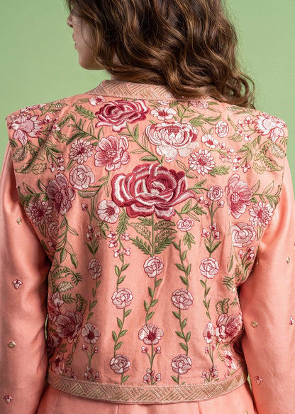 Peach Pink Dhanak 3 Piece Suit Online in Sri Lanka India Australia