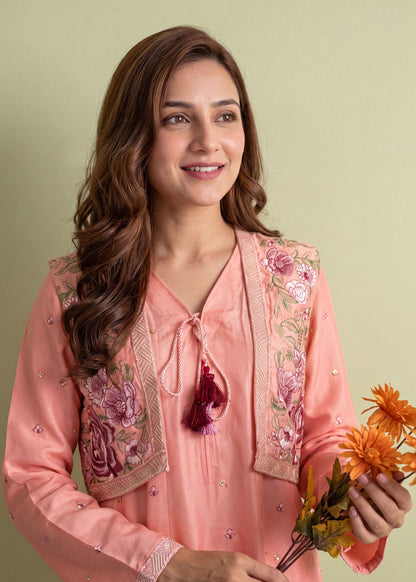Peach Pink Dhanak Winter Wear Salwar Suit Online in Dubai UAE Abudhabi Ajman Sharjah