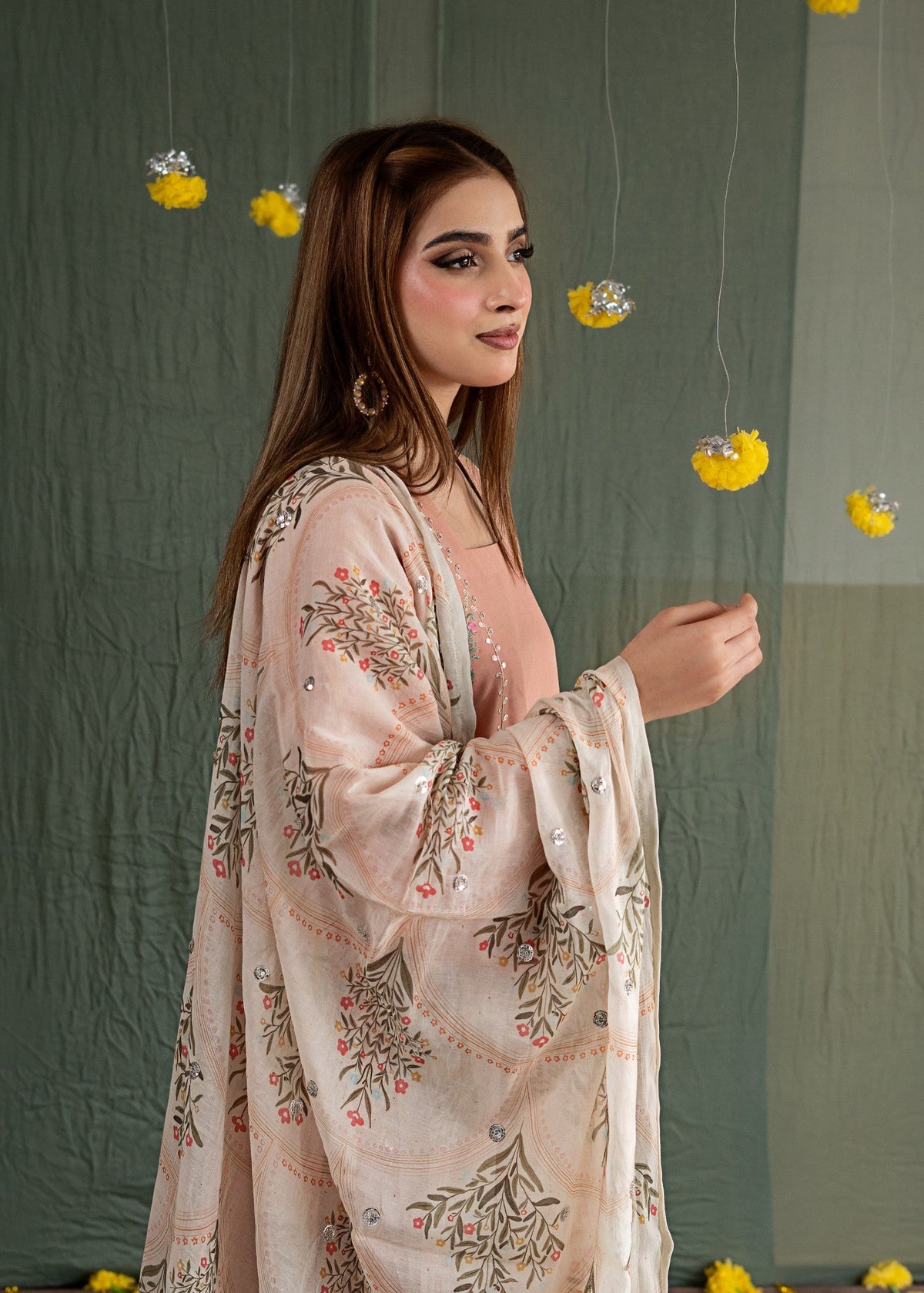 Peach Pink Embroidered 3 Piece Lawn Suit Online in Dubai DXB UAE Abudhabi Meena Bazaar