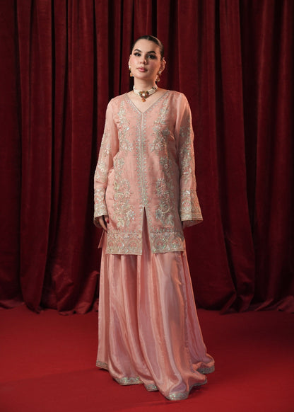 Peach Pink Embroidered Georgette Chiffon Pakistani Suit Online in Dubai UAE Abudhabi Ajman Sharjah