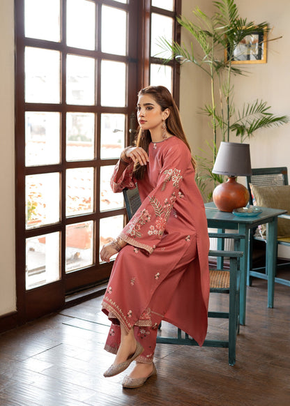 Peach Pink Embroidered Lawn Kurta Trouser Online in Dubai DXB UAE Abudhabi Meena Bazaar