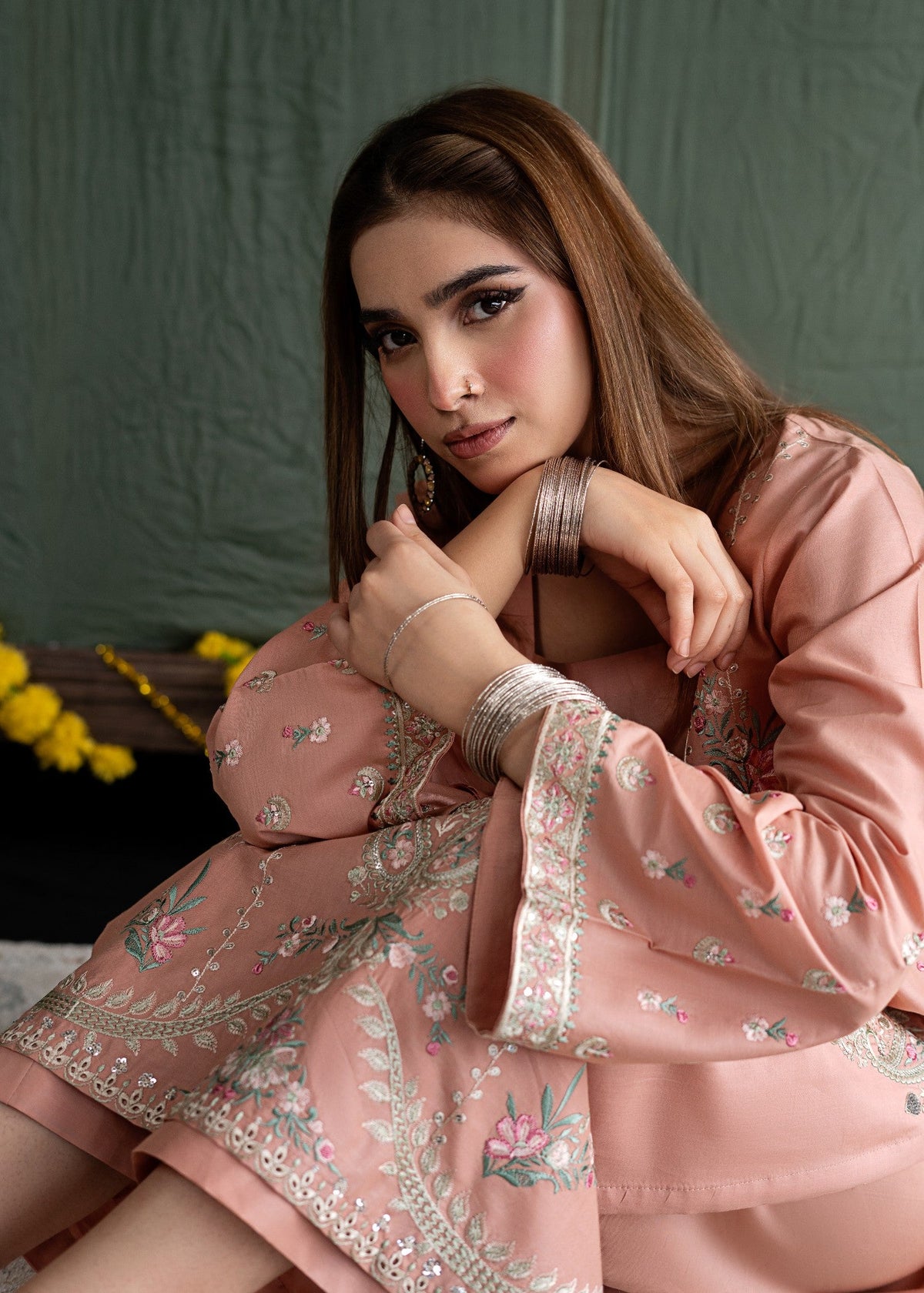 Peach Pink Embroidered Lawn Ready to Wear Suit Online in UK USA Canada