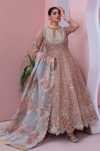 Peach Pink Embroidered Organza Festive Suit Online in Dubai UAE Abudhabi Ajman Sharjah