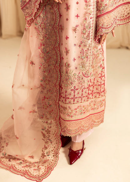 Peach Pink Embroidered Organza Pakistani Dress Online in Dubai DXB UAE Abudhabi Meena Bazaar