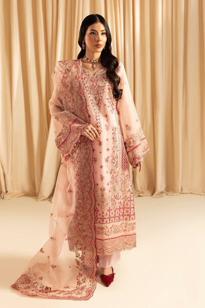 Peach Pink Embroidered Organza Salwar Kameez Online in Dubai UAE Abudhabi Ajman Sharjah