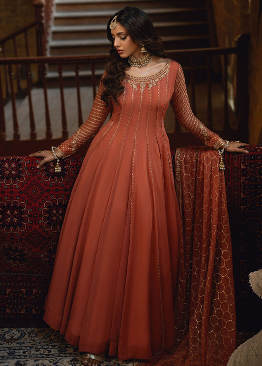 Peach Pink Floor-Length Maxi Suit Online in Dubai DXB UAE Abudhabi Meena Bazaar