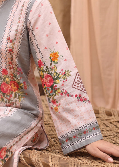 Peach Pink Lawn Embroidered 3 Piece Suit Online in Sri Lanka India Australia