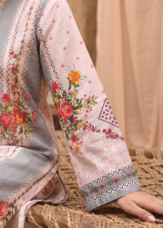 Peach Pink Lawn Embroidered 3 Piece Suit Online in Sri Lanka India Australia