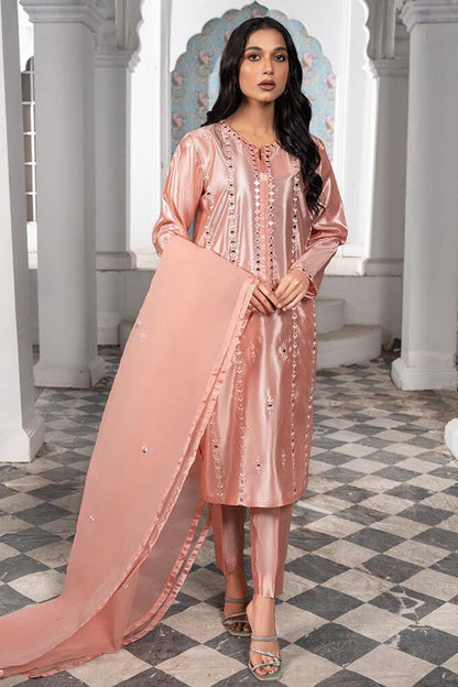 Peach Pink Mirror Work Kattan Silk Salwar Kameez Online in Dubai UAE Abudhabi Ajman Sharjah