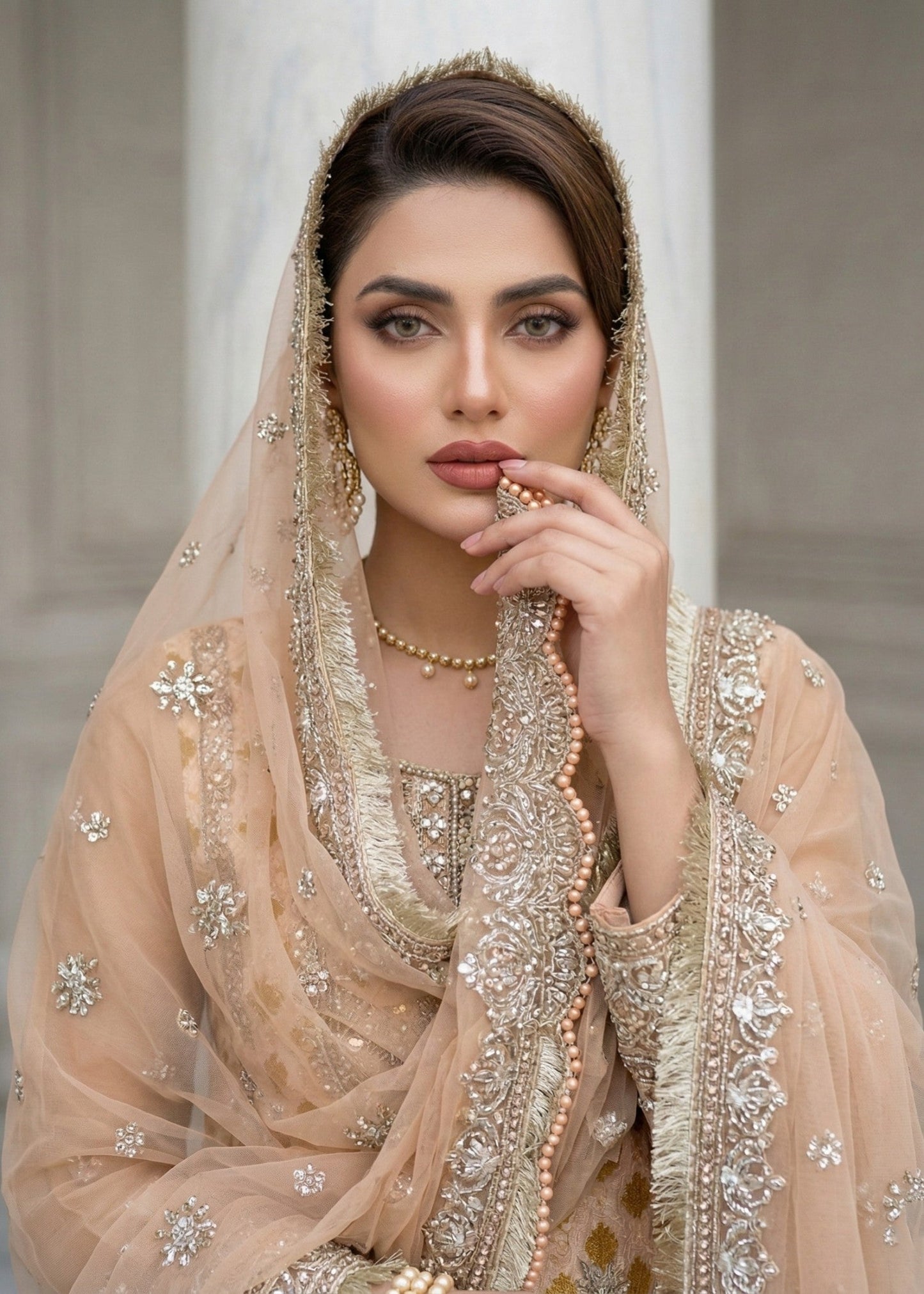Peach Pink Organza Gharara Party Wear Suit Online in Dubai DXB UAE Abudhabi Meena Bazaar