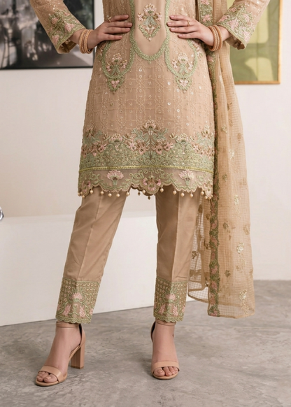 Peach Pink Party Wear Salwar Suit Online in KSA Riyadh Saudi Arabia Oman Bahrain Qatar