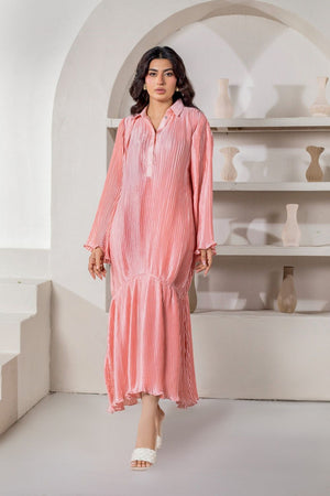 Peach Pink Shamooz Silk Co-ord Set Online in Dubai UAE Abudhabi Ajman Sharjah