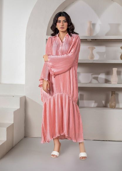 Peach Pink Shamooz Silk Co-ord Set Online in UK USA Canada