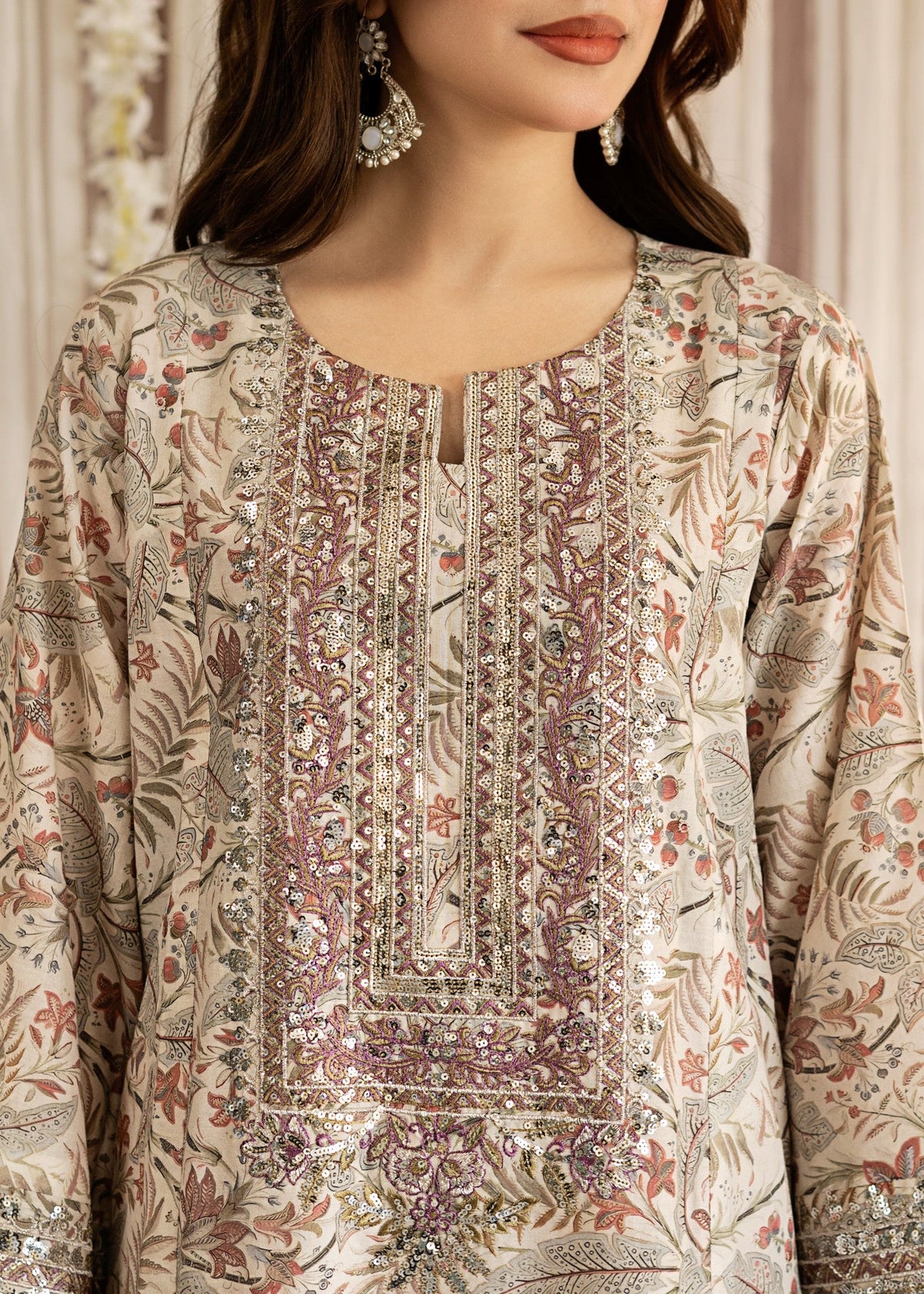 Peach Pink Straight Cut Lawn Kurta Set Online in Dubai DXB UAE Abudhabi Meena Bazaar