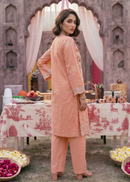 Peach Pink Summer Lawn Suit Online in Dubai DXB UAE Abudhabi Meena Bazaar