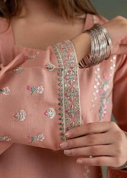 Peach Pink Thread Embroidered Shalwar Kameez Online in UK USA Canada