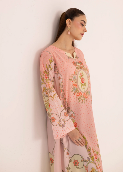 Peach Printed Kaftan Silk Finish Online in Dubai DXB UAE Abudhabi Meena Bazaar