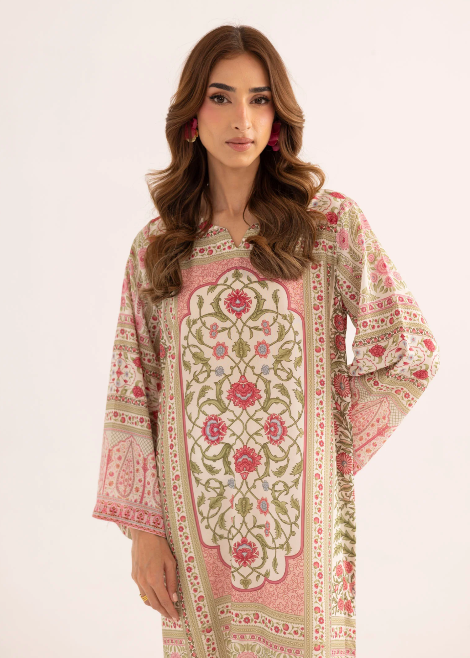 Peach Silk Finish Lawn Kaftan Online in Dubai DXB UAE Abudhabi Meena Bazaar