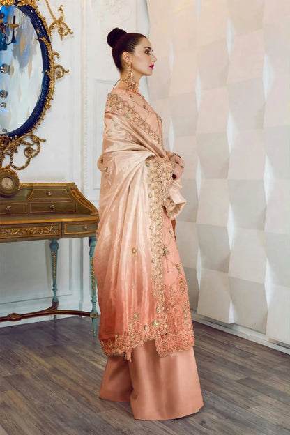 Peach Silk Salwar Kameez for Women Online in KSA Riyadh Saudi Arabia Oman Bahrain Qatar