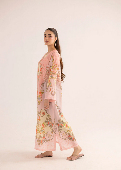 Peach Summer Kaftan Silk Lawn Online in UK USA Canada