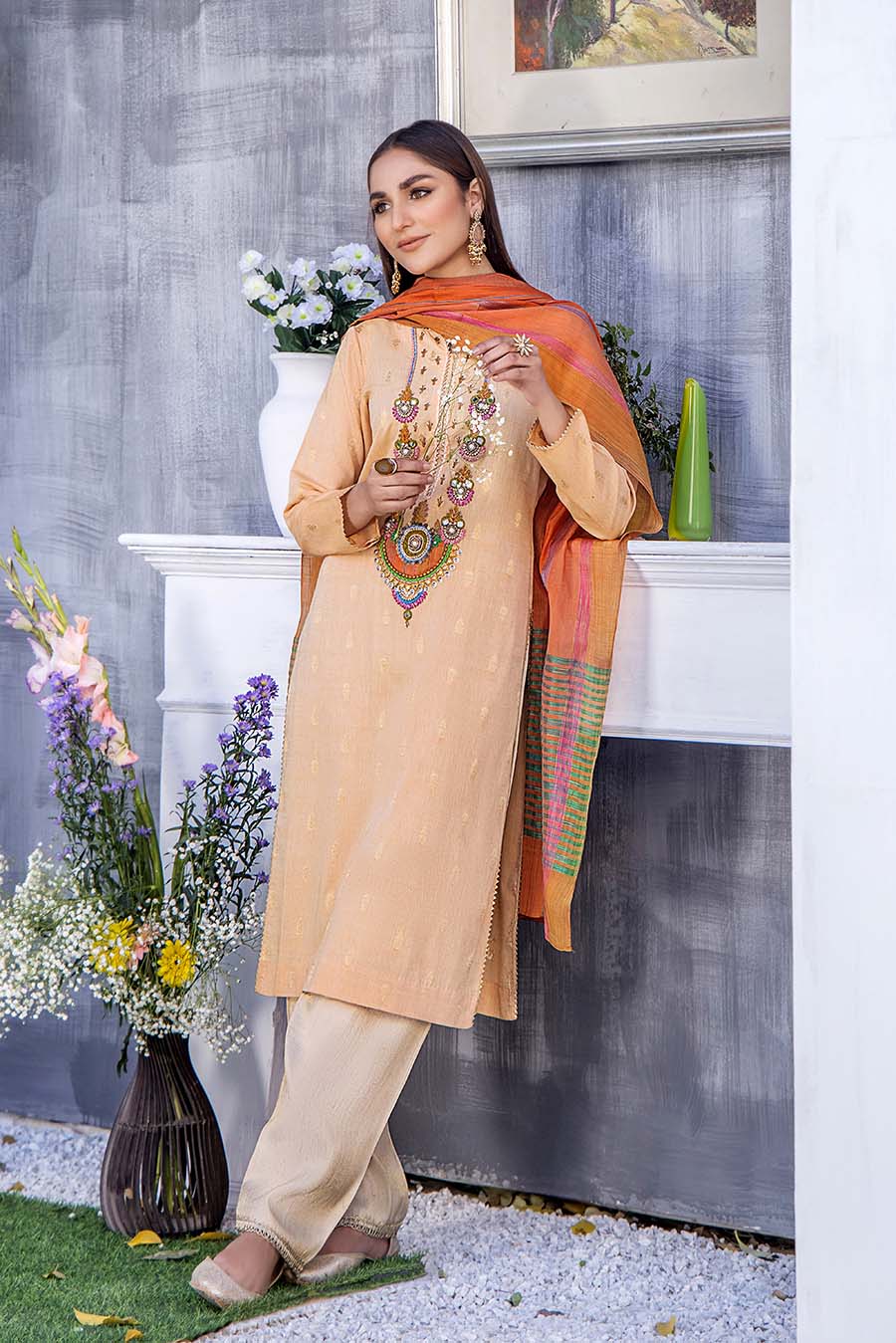 Readymade Pure Cotton Suit with Mirror Work