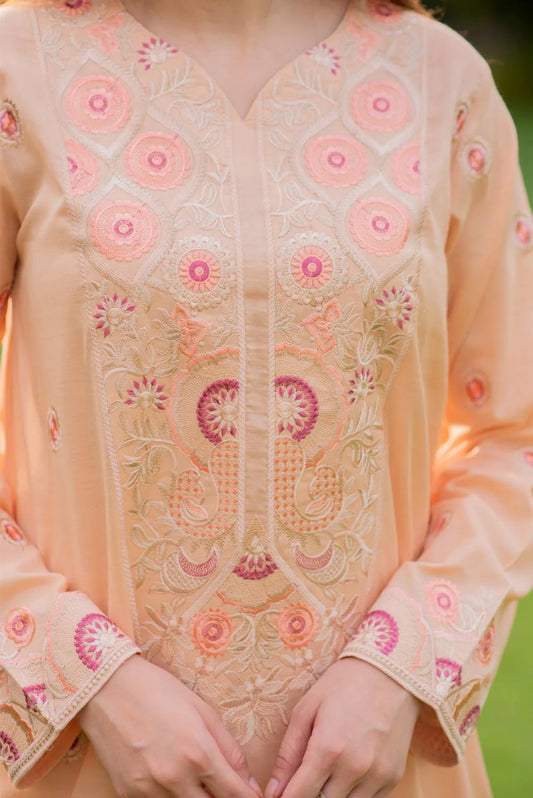 Peachy Kurta with Straight Pants