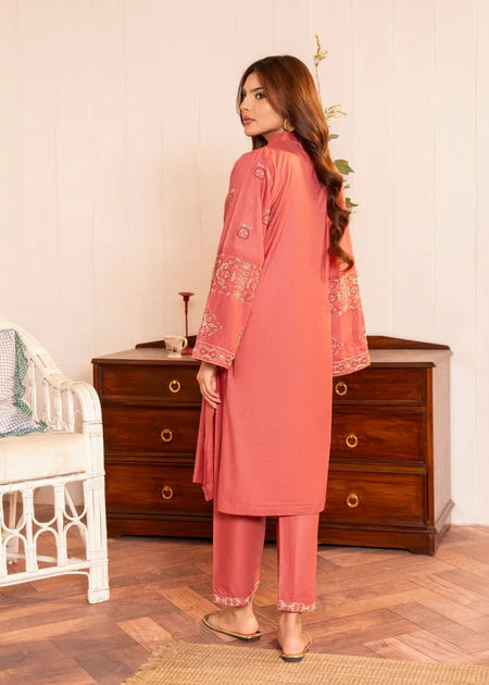 Tea Rose Embroidered Cotton Kurta Set