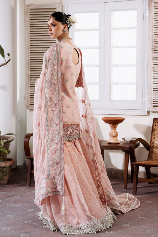 Peach Chiffon Hand Embellished Gharara