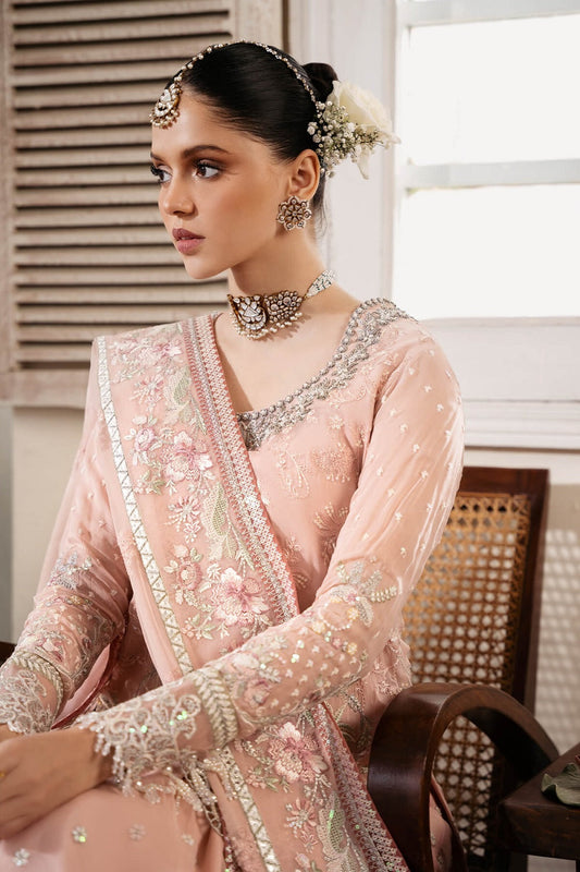 Peach Chiffon Hand Embellished Gharara