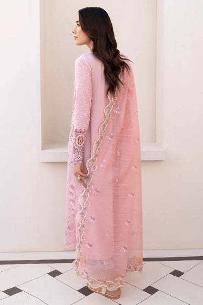 Peach Pink Heavy Chikankari Embroidered Lawn Suit with Cut Work