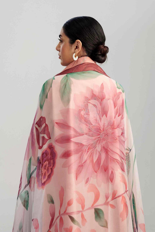 Peachy Pink Embroidered Lawn Suit