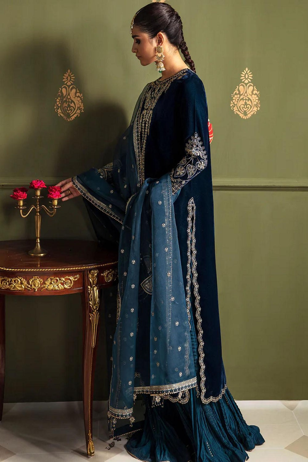 Peacock Blue Pure Velvet Suit