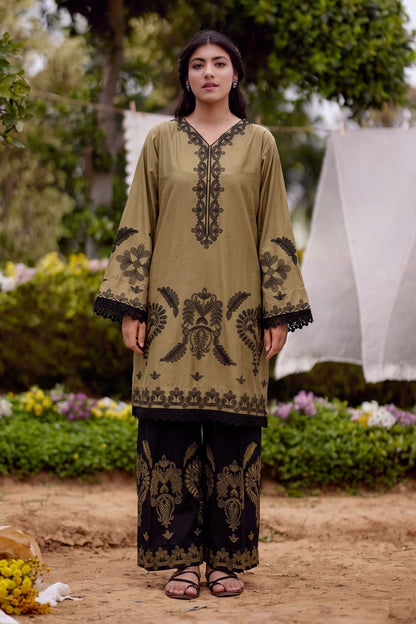 Peanut Embroidered Lawn Kurta Set Online in Dubai UAE Abudhabi Ajman Sharjah