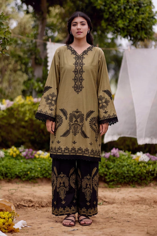 Peanut Embroidered Lawn Kurta Set Online in Dubai UAE Abudhabi Ajman Sharjah