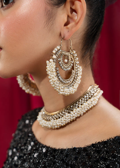 Pearl Gajra Tikka and Earrings Set Online in Dubai UAE Abudhabi Ajman Sharjah