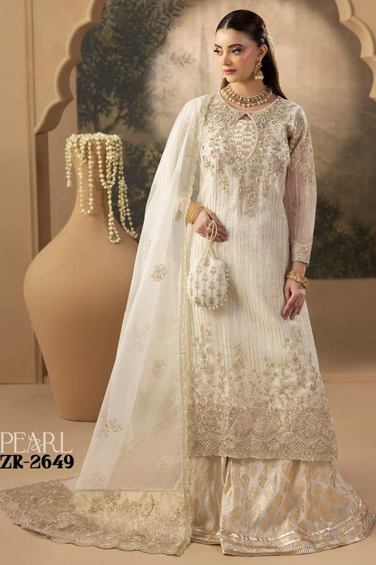 Pearl Hand Embellished Organza Sharara Gharara Online in Dubai UAE Abudhabi Ajman Sharjah
