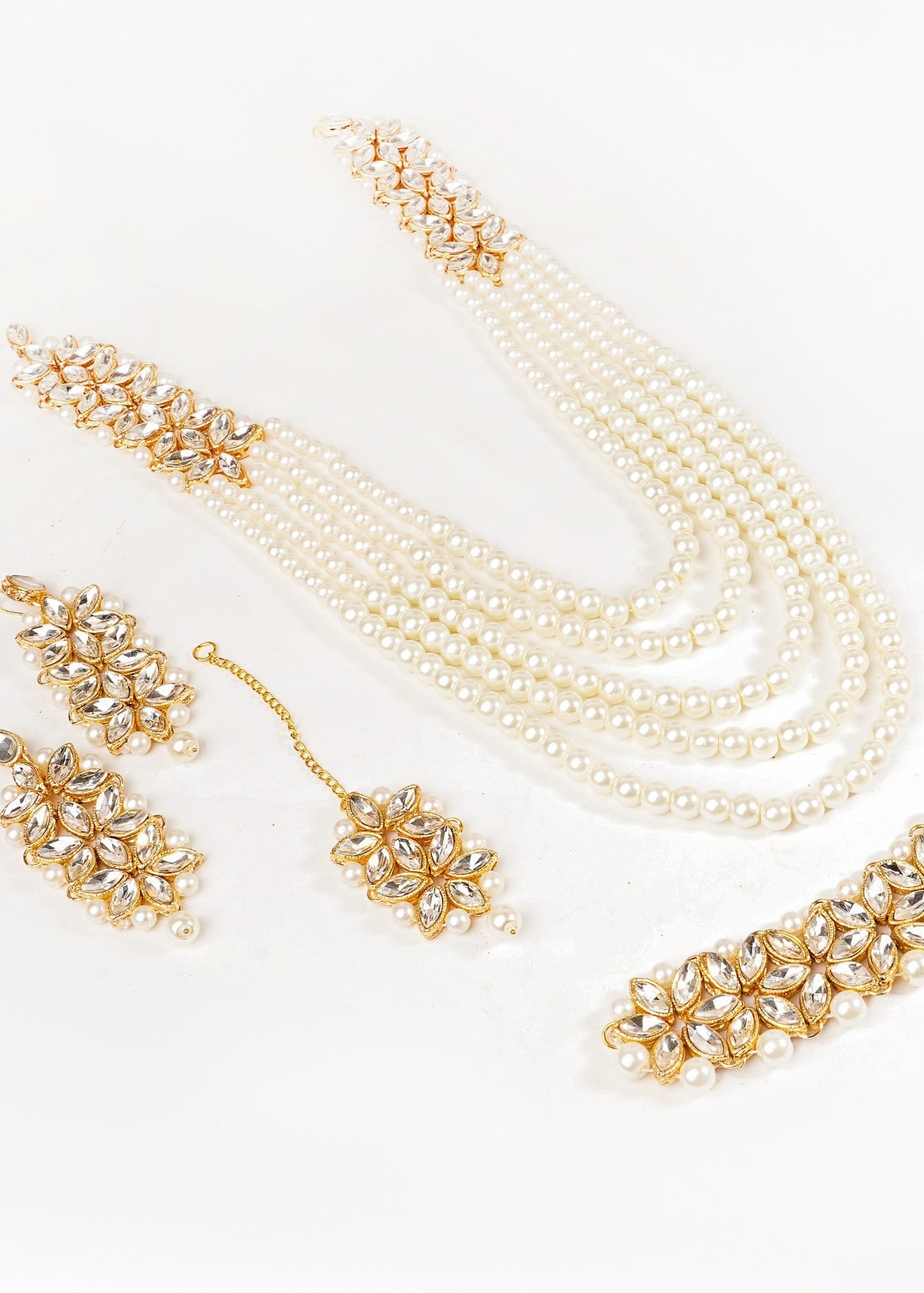 Pearl Mala Choker Necklace Earring Tika Cord Set Online in Dubai DXB UAE Abudhabi Meena Bazaar