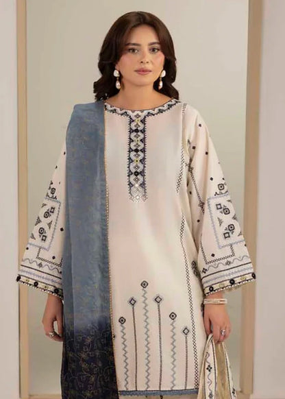 Pearl White Embroidered Cotton Pakistani Suit Online in Dubai DXB UAE Abudhabi Meena Bazaar