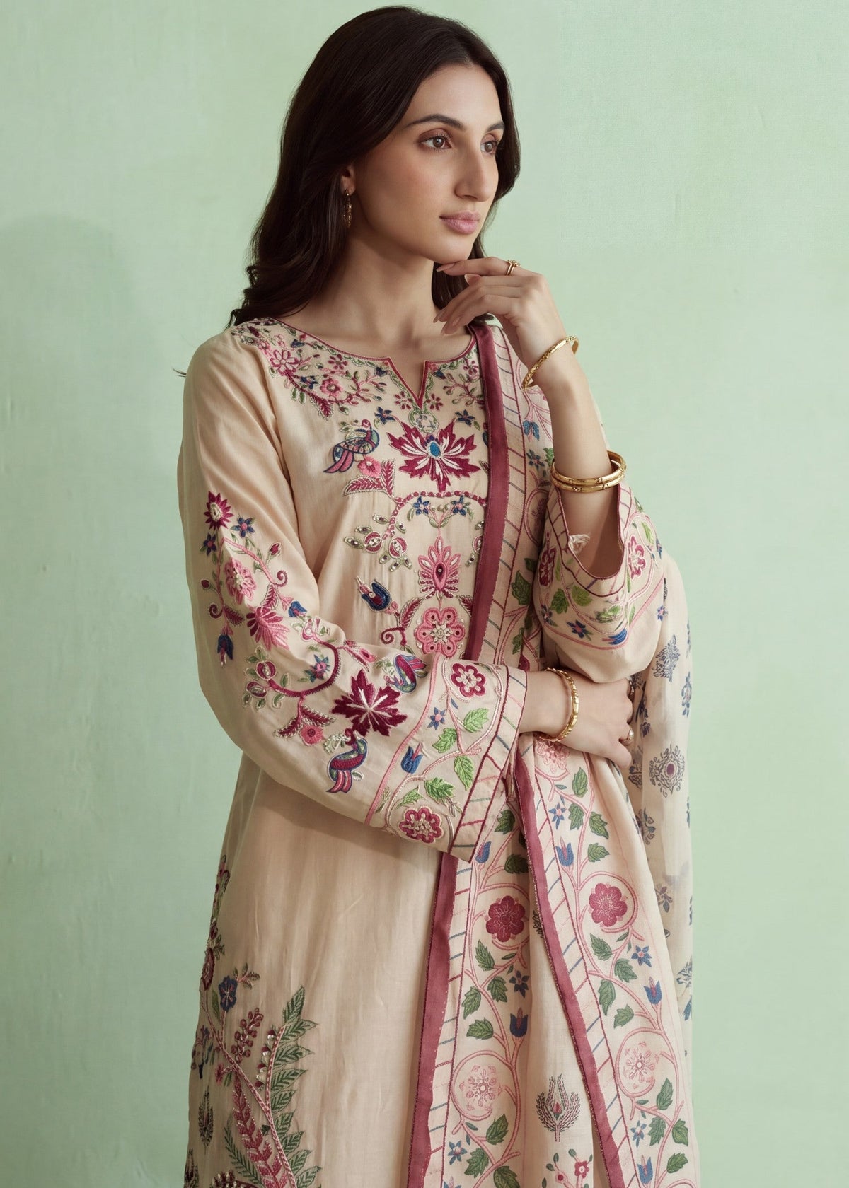 Pearl White Embroidered Lawn Salwar Suit Online in UK USA Canada