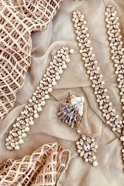Pearl White Gold Plated Necklace Set Online in Dubai UAE Abudhabi Ajman Sharjah