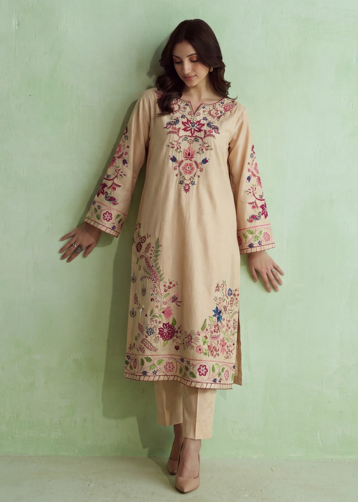 Pearl White Lawn Unstitched Suit Online in UK USA Canada