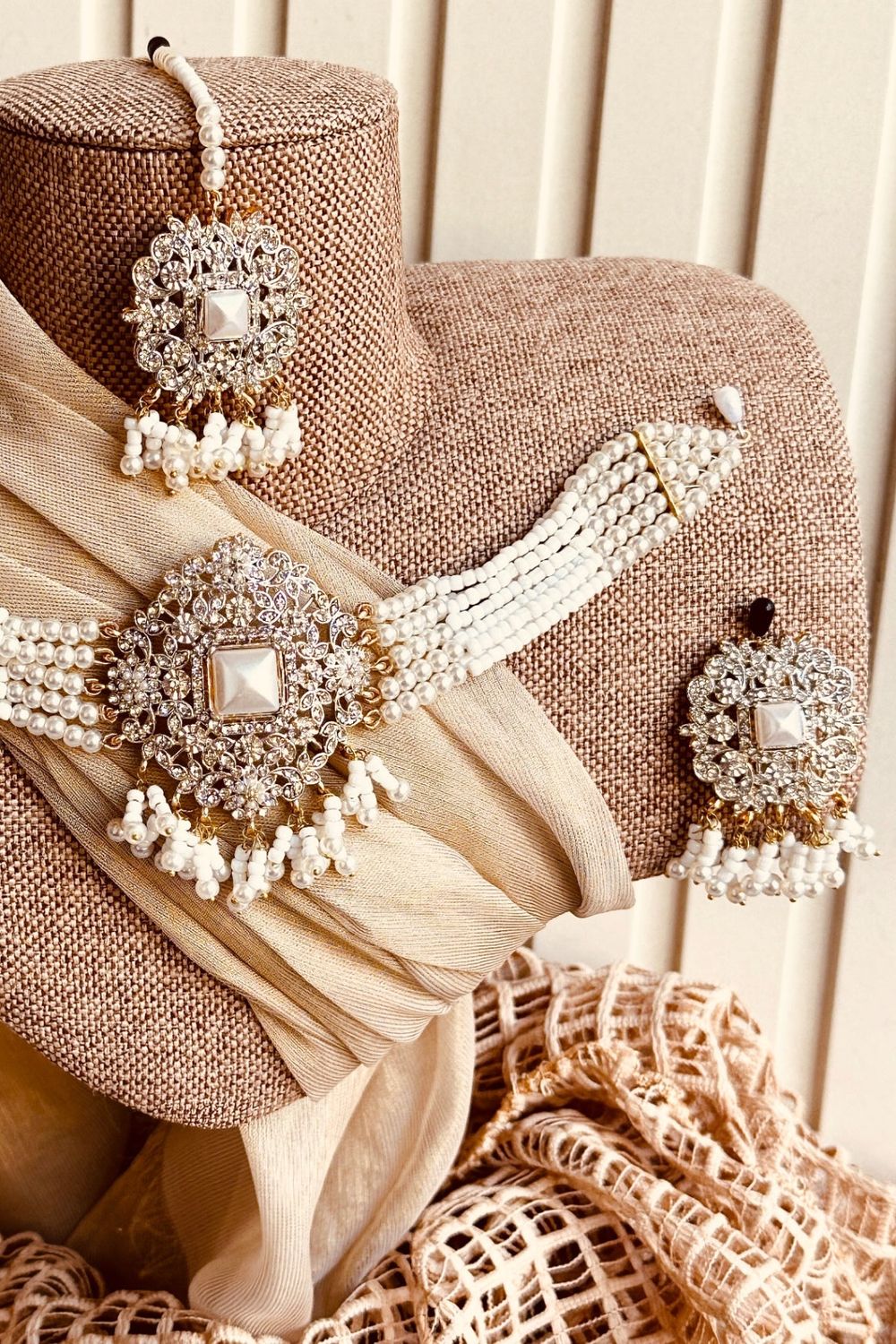 Pearl White Opera Luxe Choker Set Online in Dubai UAE Abudhabi Ajman Sharjah