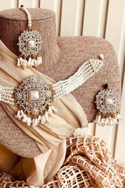 Pearl White Opera Luxe Choker Set Online in Dubai UAE Abudhabi Ajman Sharjah