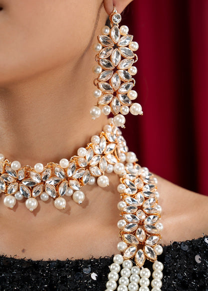 Pearl White Wedding Jewellery Set Online in Dubai DXB UAE Abudhabi Meena Bazaar