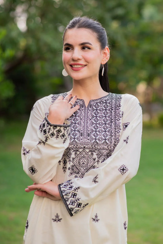 Pearl White Kurta with Straight Pants