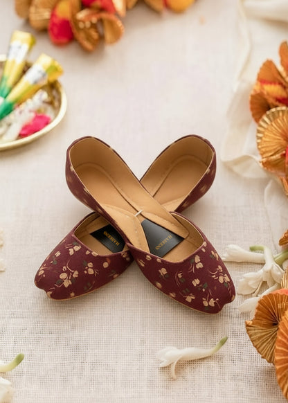 Pecan Brown Velvet Jutti Online in Sri Lanka India Australia