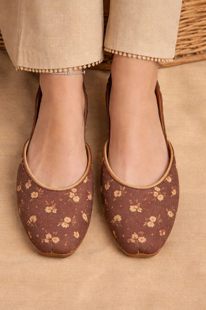 Pecan Brown Velvet Khussa Online in Dubai UAE Abudhabi Ajman Sharjah