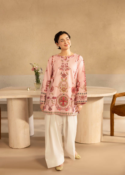Petal Pink Digital Print Poly Lawn Kurta Online in Dubai DXB UAE Abudhabi Meena Bazaar
