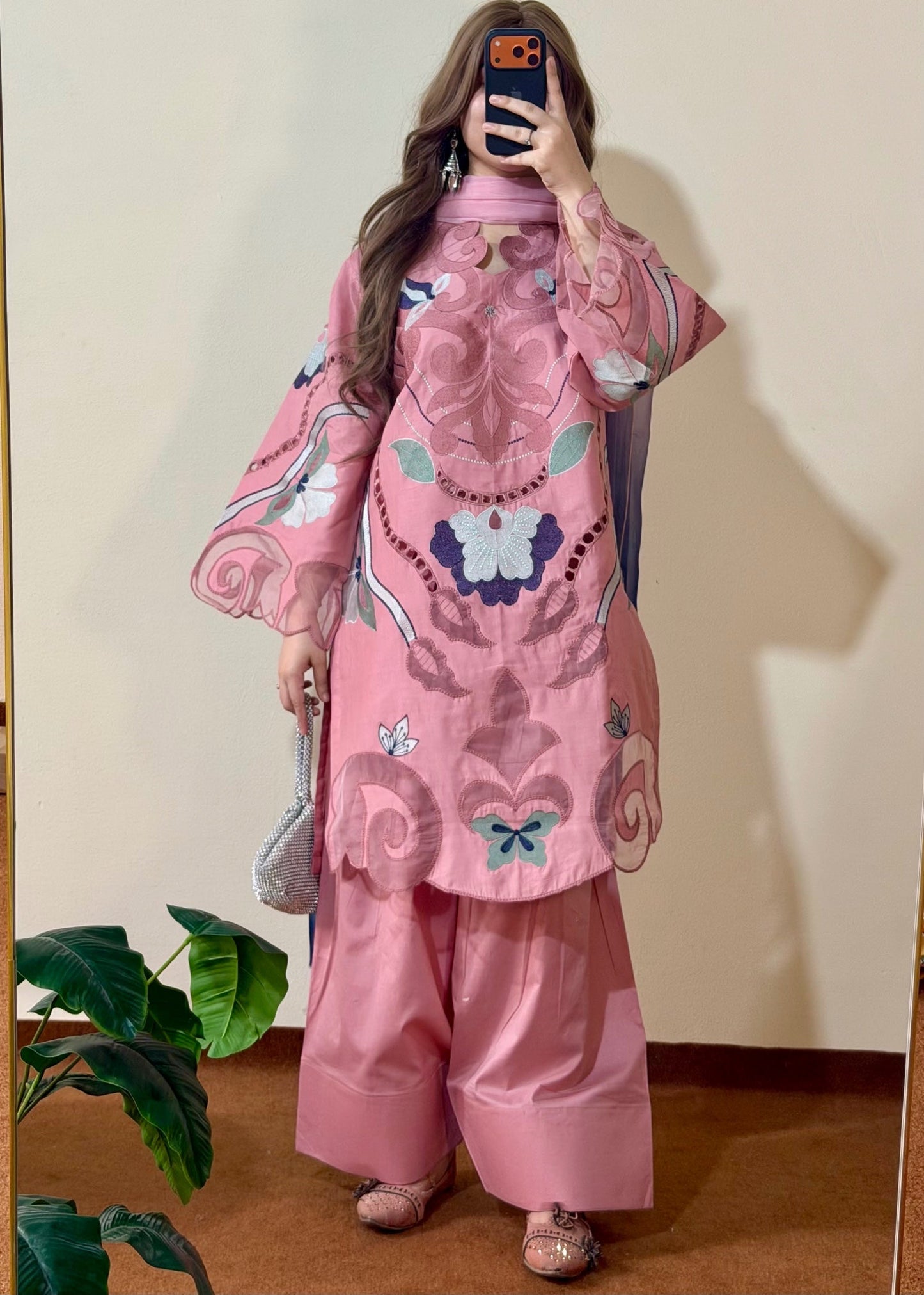 Petal Pink Embroidered Lawn Three Piece Suit Online in Dubai DXB UAE Abudhabi Meena Bazaar